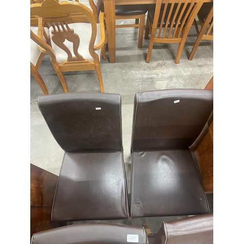 277 - 4 brown leather dining chairs