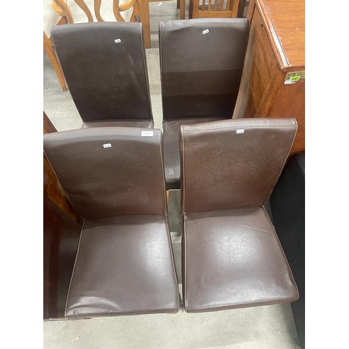 277 - 4 brown leather dining chairs