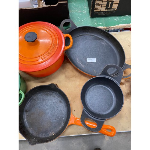 583 - 8 pieces of Le Creuset including lidded casserole pots, gratin dishes, pans etc and one other