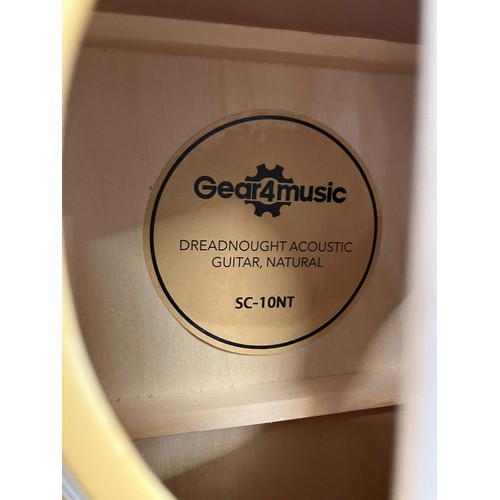 561 - Gear4Music SC-10NT Dreadnought accoustic guitar natural (new & Boxed) with 5 instrument/guitar cases... 