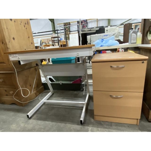 130 - Studio light box table 86H 104W 71D and a beech 2 drawer filing cabinet 73H 47W 61D