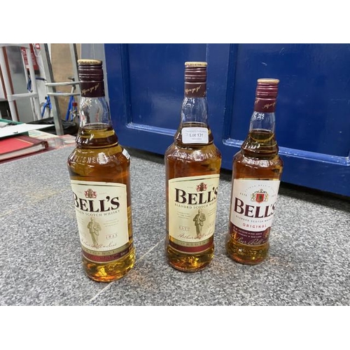 131 - Three bottles of Bell's Blended Scotch Original Whisky (Two 1 litre & 70cl bottles)