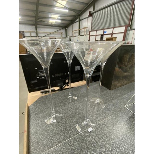 137 - 4 martini style glass vases 69H 31Diam