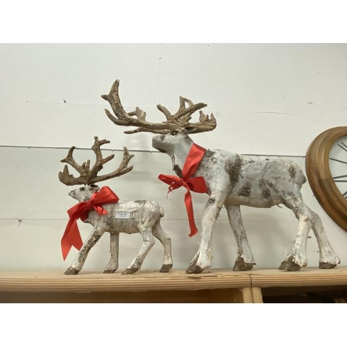 152 - Two decorative bark reindeers