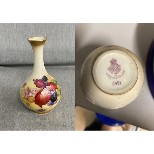 158 - Royal Worcester 2491 bud vase, hand painted and signed by K (Kitty) Blake  10cm high