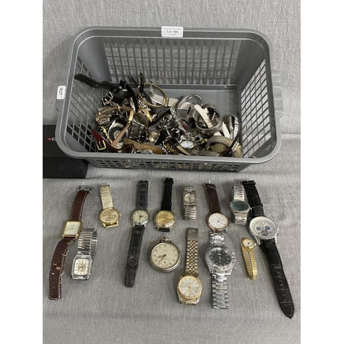 169 - Basket of watches inc. Orion, Tissot, Ingersoll Elite, Euromatic, Sekonda etc. (some for spares or r... 