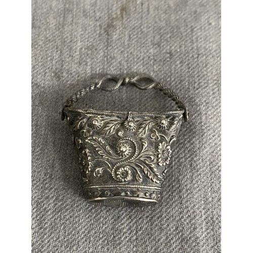 182 - Silver chatelaine match holder in the style of a basket