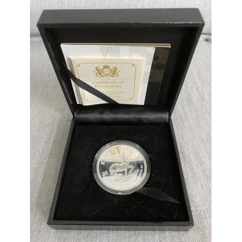 184 - “South African Mint” 2017 1oz Fine-Silver Krugerrand Proof 
Mass: 31.107g
Diameter: 38.725mm
Metal C... 