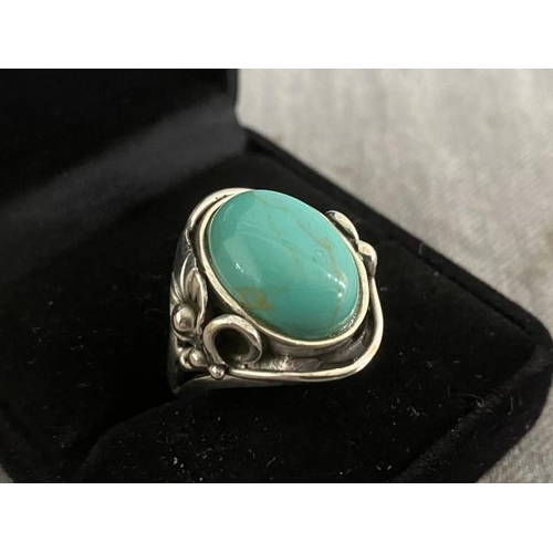 190 - Silver & turquoise ring (size S)