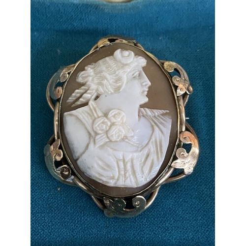 229 - Victorian carved shell cameo brooch