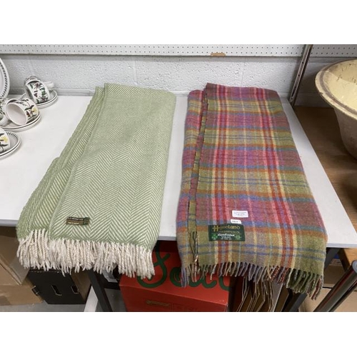 279 - Lambs wool Hireland by John Hanly & Co. Ltd throw 132x164cm & The National Trust new wool throw 136x... 