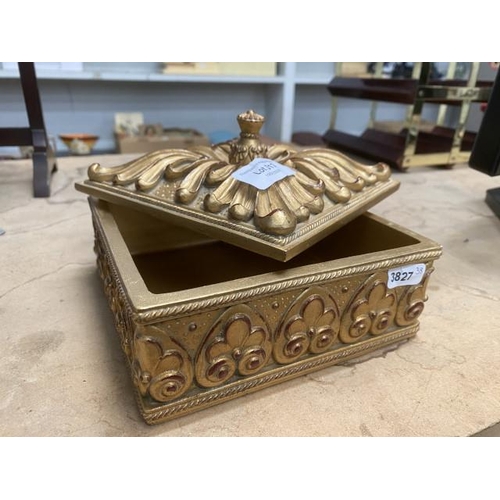 313 - Ornate gilt casket with cover 16Sq 7H