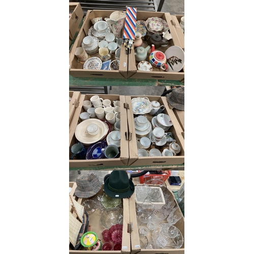 340 - 6 boxes of assorted table wares & cut glass including Empire Ware, Royal Albert Old Country Roses ca... 