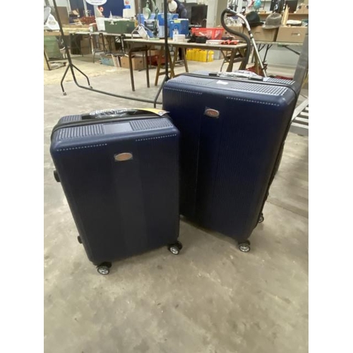 381 - 2 graduated AHOY suitcases in blue (24” & 28”) NEW