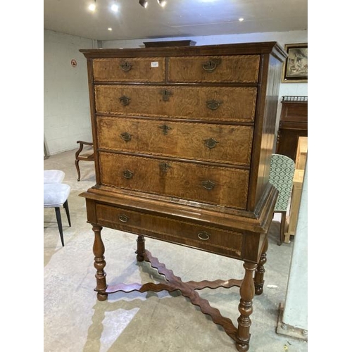 401 - Victorian walnut inlaid secretaire (as found) 156H 108W 61D