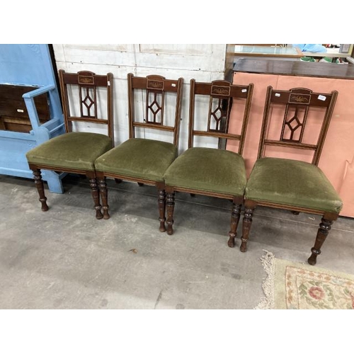 407 - 4 mahogany inlaid dining chairs 47W