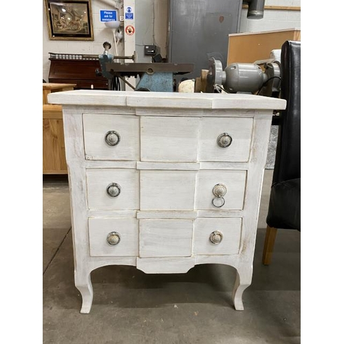 79 - White painted 3 drawer chest 81H 70W 40D