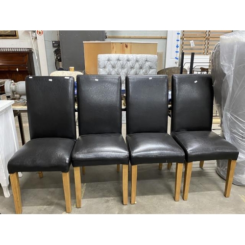 80 - 4 black leather high back dining chairs 45W