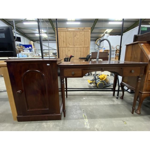 96 - Victorian mahogany pot cupboard 78H 57W 44D and a mahogany ladies writing desk 73H 107W 61D