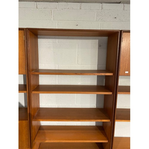 69 - Mid Century G Plan teak bookcase (splits into 2 sections) 198H 232W 46D