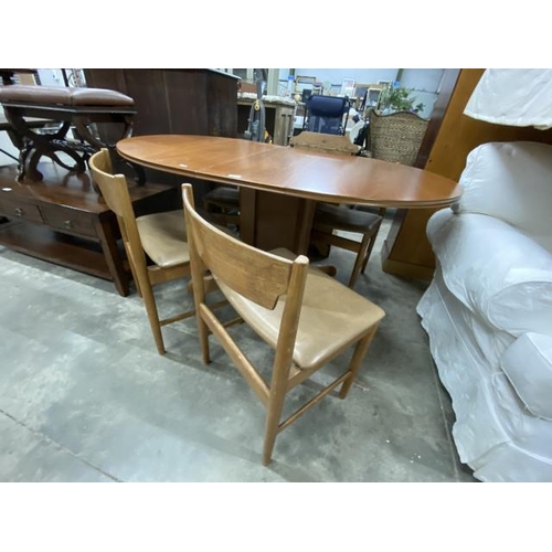 101 - 4 mid century Polish dining chairs and a dining table 73H 150W 100D