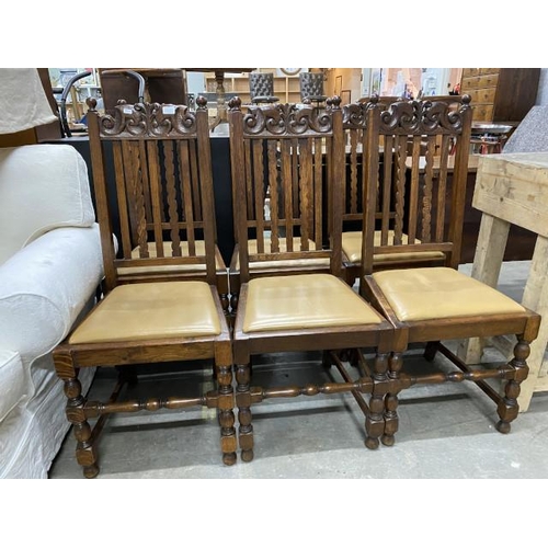 103 - 6 carved oak dining chairs 46W