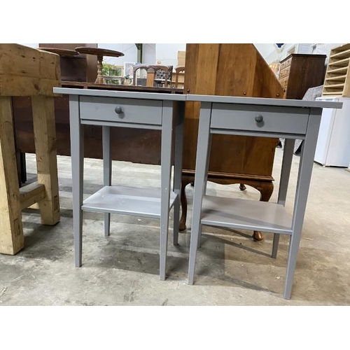 105 - 2 grey single drawer bedside tables 71H 47W 35D