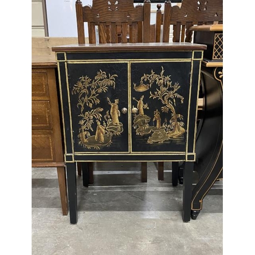 110 - Oriental hand painted cabinet 82H 60W 40D