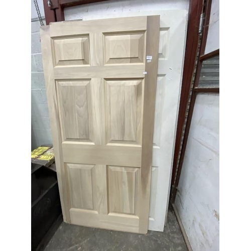 120 - Oak panelled door (new) 192H 92W 3.3D, painted panelled door 196H 76W 4.5D, Deanta Oak unfinished fi... 