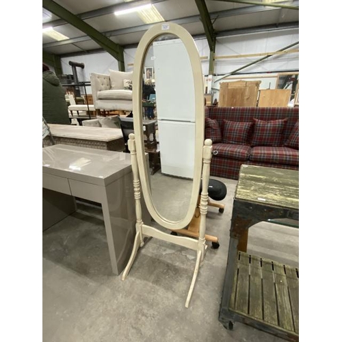 138 - Painted pine cheval mirror 150H