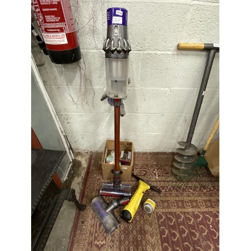 141 - Dyson SV12 with accessories, a Karcher WV window vac (no charging lead), Confu lint remover etc