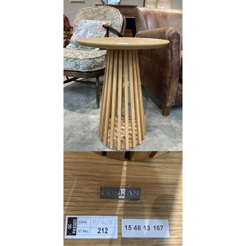 163 - Conran acacia slatted side table 56H 43DIAM