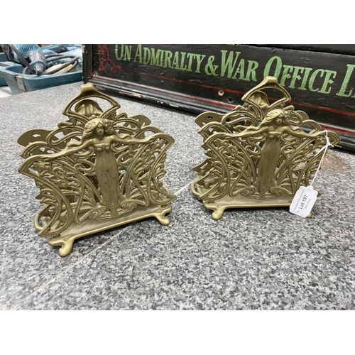 187 - Pair of Art Nouveau design brass letter racks