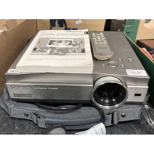 320 - Panasonic LCD projector PT-AE500E with remote, manual & case