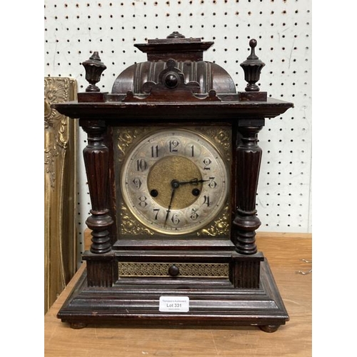 331 - 19th century mantle clock with key & pendulum