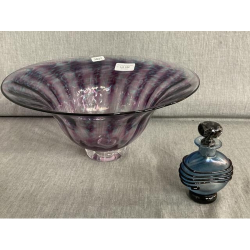 350 - Studio glass bowl & David Wallace glass scent bottle