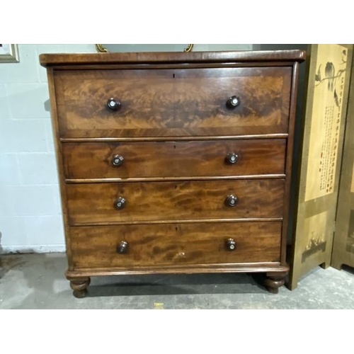 69 - Victorian mahogany 4 drawer chest 124H 122W 55D