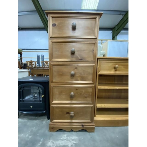 86 - Wilson's pine 5 drawer chest 133H 57W 45D