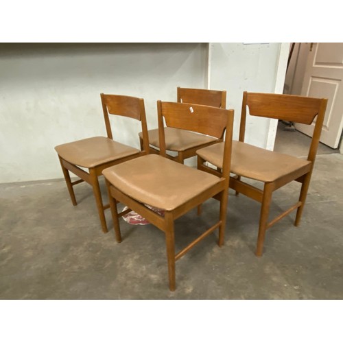 101 - 4 mid century Polish dining chairs and a dining table 73H 150W 100D