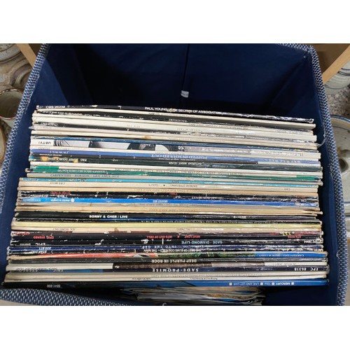 356 - Box of LP's & singles inc. Sade, Meat Loaf, Pretenders, Rod Stewart, Beach Boys etc.