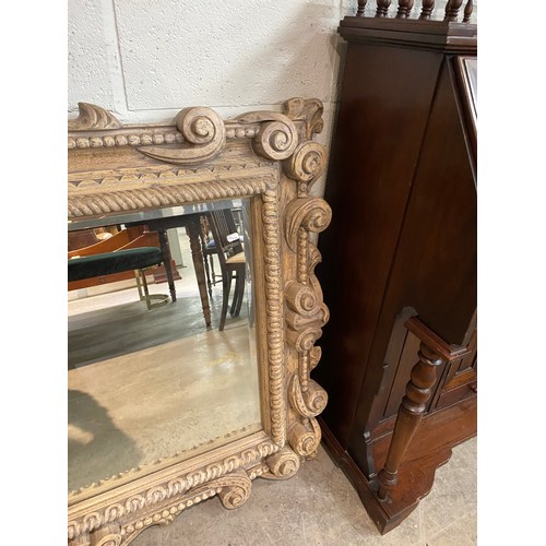 123 - Acacia ‘Oka’ carved console table with 2 drawers 85H 170W 54D and a matching wall mirror 132 x 135cm