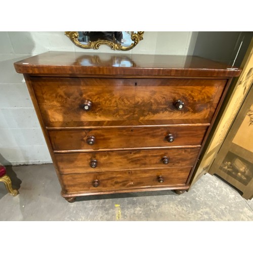 69 - Victorian mahogany 4 drawer chest 124H 122W 55D