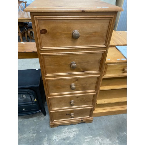 86 - Wilson's pine 5 drawer chest 133H 57W 45D