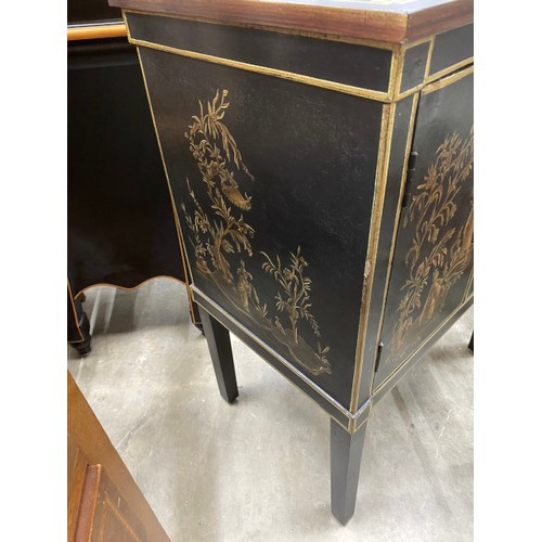 110 - Oriental hand painted cabinet 82H 60W 40D