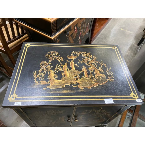 110 - Oriental hand painted cabinet 82H 60W 40D