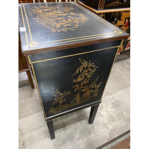 110 - Oriental hand painted cabinet 82H 60W 40D