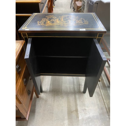 110 - Oriental hand painted cabinet 82H 60W 40D