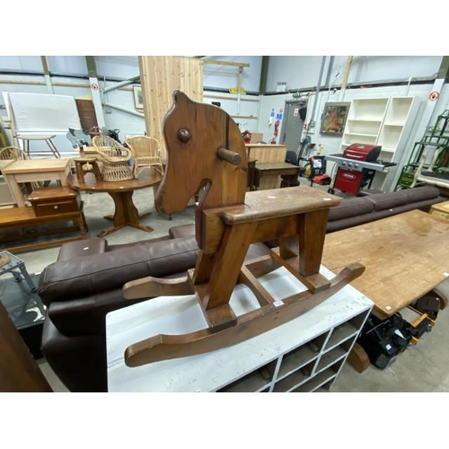 132 - Vintage wooden rocking horse 80H