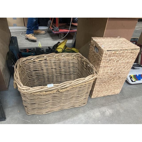 579 - Seagrass laundry bin & wicker log basket 61W 36H 45D