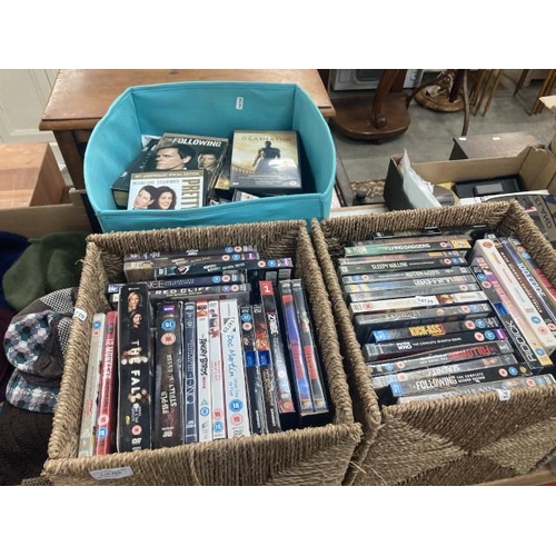 589 - 3 containers of DVDs including Angry Birds, Gladiator, Bohemian Rhapsody etc